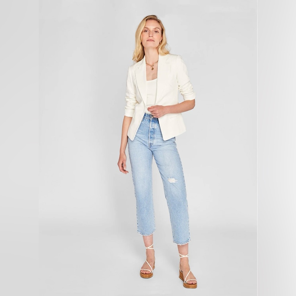 NWT Club Monaco Off White ‘Embroidered Eyelet’ Blazer “Blanc de Blanc”, Size 10